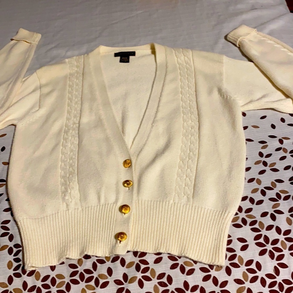Vintage Size Medium Yarnworks Chunky Beige Cable Knit Sweater Fall Winter